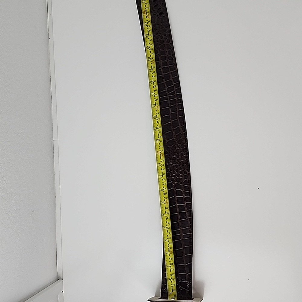 Betsy Johnson Genuine Leather Wide Faux Croc Belt Brown Size M/L - Picture 9 of 16